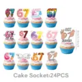 67 theme birthday party cupcake toppers set, decorative dessert picks for celebration events. - Cupcake Toppers / 24 Pieces/Pack