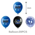 2026 Abschluss Party Luftballons Set, 12 Zoll blau schwarz Konfetti Latex Ballons, 20 Stk. - Latexballon (Blau) / 20 Stück/Packung (12 Zoll) / Blau