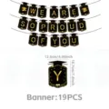 Abschluss Party Banner Dekoration schwarz gold glitzer Grad Kappe Hängeflagge 19 Stk - Abschluss-Banner (Schwarz) / 19 Stück/Packung / Schwarz