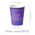 Blau lila Spinnennetz Party Pappbecher Detail, Geburtstag Einweg Partybecher 10Stk - 9oz Pappbecher - Blau Violettes Spinnennetz / 10er Pack