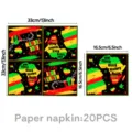Juneteenth theme party paper napkins with colorful cultural celebration designs and dimensions. - Napkins / 20 Pieces Set