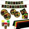 Juneteenth party supplies tableware set banner plates napkins cups tablecloth decor - 9-Piece Set