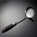 Stainless steel slotted spoon with wood handle kitchen cooking colander ladle tool detail - Large Slotted Spoon