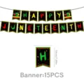 Juneteenth celebration party banner decoration set with 15pcs colorful flags for holiday. - Banner