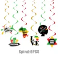 Juneteenth party hanging swirls decorations 6pcs black history month ceiling streamers - Swirl Decorations (Juneteenth)