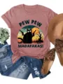 Camiseta casual de manga corta para mujer con estampado de gato divertido, top cómodo diario. - S / Tops / Rosa