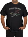 Heren casual zwart t-shirt met korte mouwen en grappige elektriciteit grafische print. - S / 6024