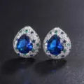 Orecchini A Lobo Pietra Blu Taglio A Goccia Multicolore Moda Gioiello Elegante Top - Orecchini a Bottone di Zaffiro