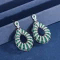 Elegant Teardrop Simulated Emerald Pave Zirconia Dangle Earrings Main Product Shot - Earrings Only