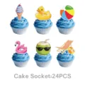 Summer beach theme birthday party cake toppers set, cute pool party cupcake decorations 24pcs - Swimsuit Party Small Cake Toppers 24 Pieces