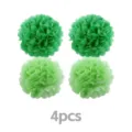 Grüne Seidenpapier PomPoms 4 Stück Set für Sankt Patrick Tag Party Dekoration Zubehör. - St. Patricks Papier Pompons