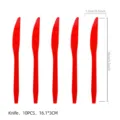 Set de 10 cuchillos desechables de plastico rojo vajilla para fiestas utensilios cocina - Cuchillos de Plástico