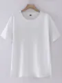 Eenvoudig wit t-shirt korte mouwen ronde hals basic effen kleur casual zomer top kleding - S / Wit