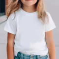 Kinderen katoen korte mouw wit t-shirt, casual effen basic t-shirt voor jongens en meisjes. - 120cm / Wit