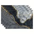 Waterproof polyester placemat featuring an abstract marble and gold art print for dining tables. - Style 1144