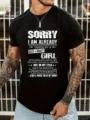 Men's casual black short sleeve graphic t-shirt with funny novelty quote text print top - S / Black (18)