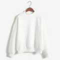Effen sweatshirt met opstaande kraag voor dames, casual basic trui voor dagelijks gebruik. - M / Tops / Wit