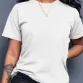 Dames basic effen witte korte mouw T-shirt, casual zomertop in een effen kleur voor dagelijks gebruik. - Wit