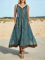 Blaues Leopardenmuster ärmelloses Kapuzenkleid mit Frontreißverschluss und Taschen Damen. - S / Kleider / Blau
