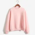 Effen kleur sweatshirt met hoge kraag ideaal voor persoonlijke opdruk en dagelijks gebruik. - M / Tops / Roze