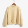 Effen kleur lang mouw sweatshirt met opstaande kraag casual comfortabele damestop - Abrikoos