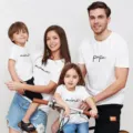 T-shirts assortis pour la famille d'ete avec des motifs de coeur mini mama papa. - 90 / Hauts / Blanc Nom Cœur