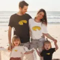 T-shirts assortis famille avec imprimé pizza amusant, tenue de vacances plage d'été idéale. - 90 / Hauts / Noir Pizza