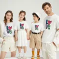 Ensemble de t-shirts assortis d'été pour famille avec impression coeur amour style familial. - 90 / Hauts / Blanc Graffiti Amour