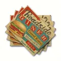 Retrò diner styl soupla, ektupomeno schedio burger, thermiko trapezomandilo gia tin kouzina mas. - 30cm*45cm / Στυλ 21
