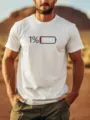 Men's cotton casual short sleeve t-shirt with trendy battery low graphic print detail. - 6028