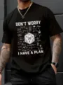 Men's black short sleeve t-shirt with math formulas and D20 dice graphic print top. - 6030
