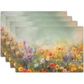 Watercolor Wildflower Placemat Set, 4 Pack Floral Table Mat for Dining Table Decor - Style 1244