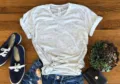 Grijze gemêleerde korte mouwen t-shirt, casual basis t-shirt voor dames dagelijks gebruik. - S / Tops / Gemêleerd Ronde Hals