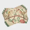 Vintage floral bird print linen placemat for dining table decoration and heat insulation - Retro Floral and Bird