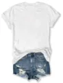 Eenvoudig wit t-shirt met korte mouwen en blauwe gescheurde jeans korte broek set. - S / Tops / Wit