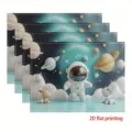 Space astronaut cartoon linen placemat set, heat-resistant table mat for holiday party. - 30cm*45cm / Style 3