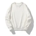 Effen witte ronde hals sweatshirt voor dames casual lange mouw comfortabele top. - S / Wit