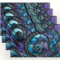 Bohemian style placemat blue purple abstract swirl table mat set kitchen dining decor - Style 1204