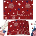 Independence day themed placemat red blue star firework table mat for holiday party decor 4pcs - 30*45 / United States