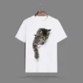 Men And Women 3D Cat Print T-Shirt Casual Loose Short Sleeve Summer Tee White Top S-XXL - 05