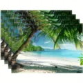 Tropical beach coconut tree print placemat, stylish rectangular table mat variant. - 30cm*45cm / 4