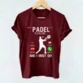 Damen burgunderrotes Kurzarm T-Shirt Freizeit Tennis Padel Grafik Top Sommerkleidung - S / Burgunderrot