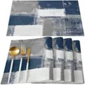 Set de sets de table bleus et gris modernes abstraits, napperons de cuisine durables pour fête - 30*45 / Gris Abstrait