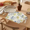 Set de table botanique à fleurs bleu et jaune pour décoration de salle à manger. - 30*45 / Jaune