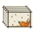 Autumn pumpkin linen placemat set table mat heat-resistant kitchen dining room decor - Pumpkin Plaid