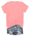Plain pink short sleeve t shirt paired with ripped denim shorts variant casual summer outfit. - S / Tops / Pink