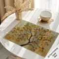 Gold tree pattern table mat, elegant 2D flat printed placemat for home dining table decoration. - Style 1213