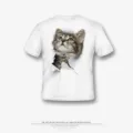 Παιδικό καλοκαιρινό κοντομάνικο t-shirt με 3D σχέδιο γάτας, casual στυλ για παιδιά. - XS / 4