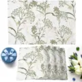 Set de table floral botanique pour salle à manger fête vacances décoration de cuisine - 30*45 / Vert Rétro