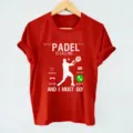 Rood dames t-shirt met korte mouwen en sportieve padel grafische print, casual top. - S / Rood
